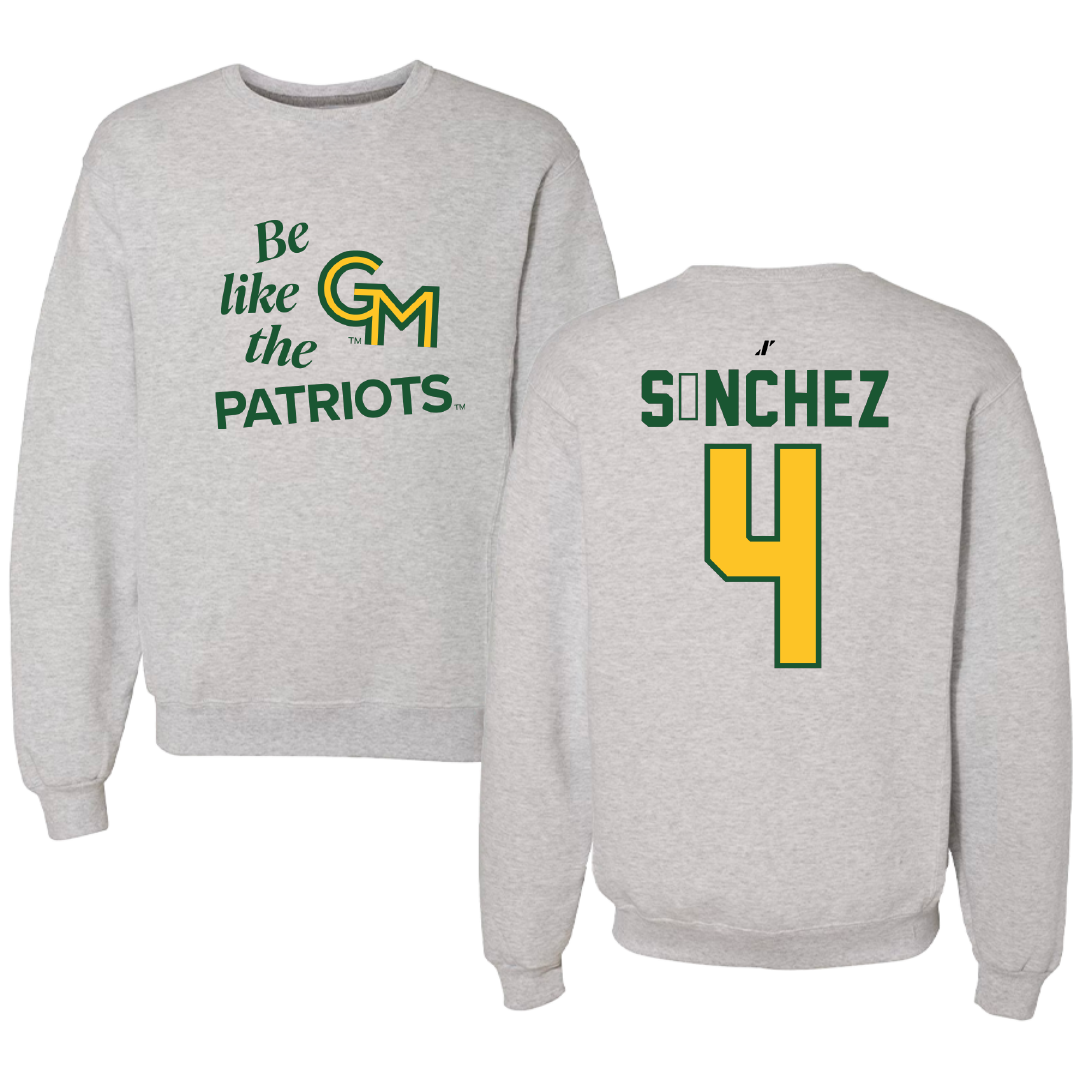 George Mason University Soccer Light Gray Be Like Us Crewneck - #4 Javi Sánchez