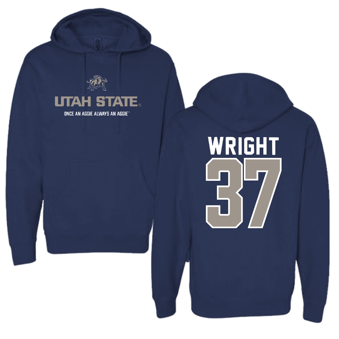 Utah State University Football Navy General Hoodie - #37 Jaeden Wright