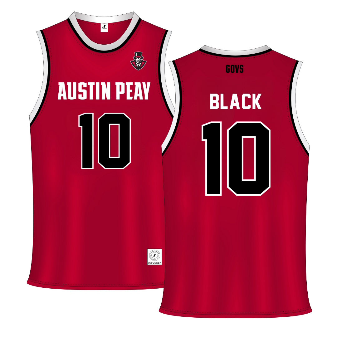 Austin Peay State University Red Basketball Jersey - #10 Harrison Black