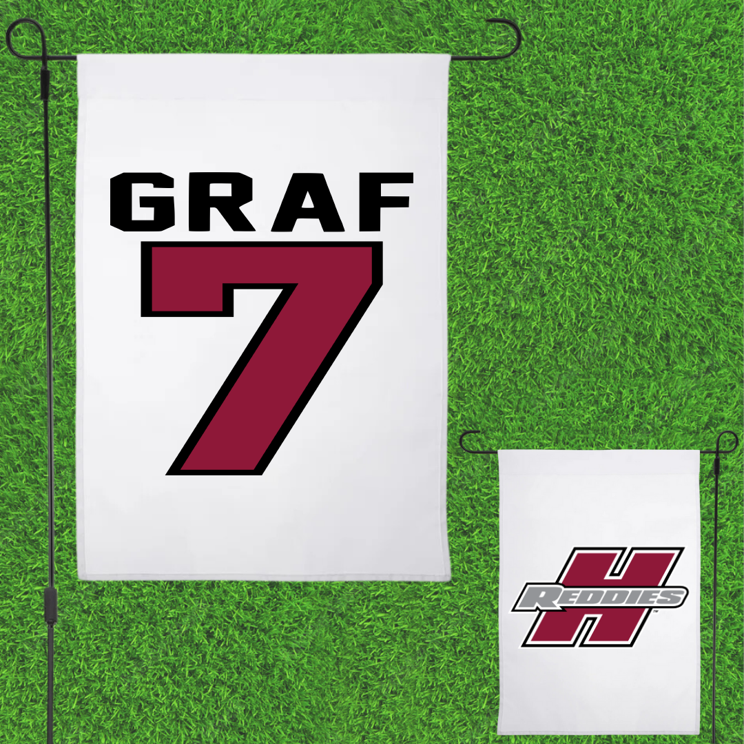 Henderson State University Baseball White Garden Flag - #7 Ty Graf
