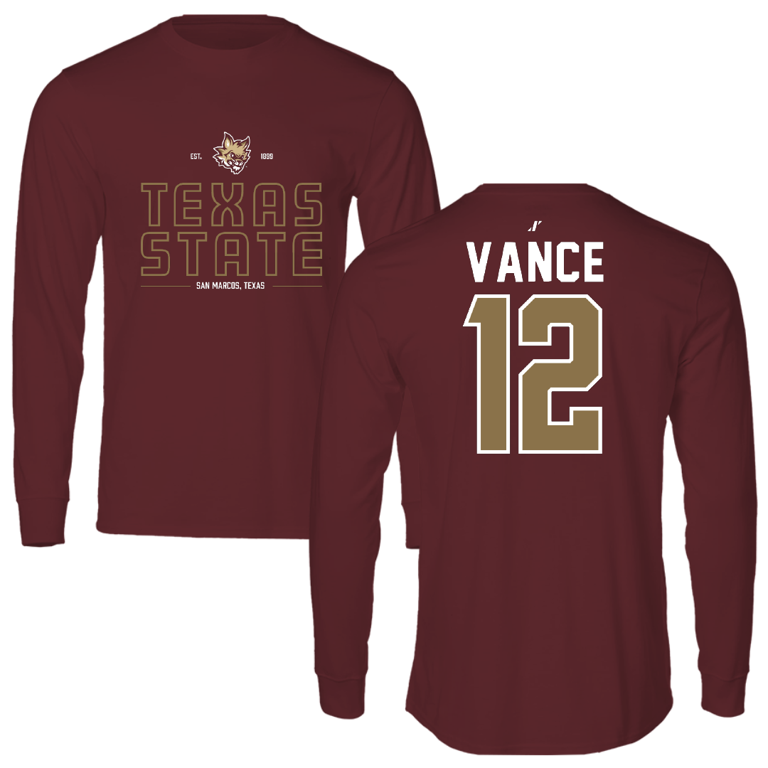 Texas State University Softball Maroon General Performance Long Sleeve - #12 Halee Vance