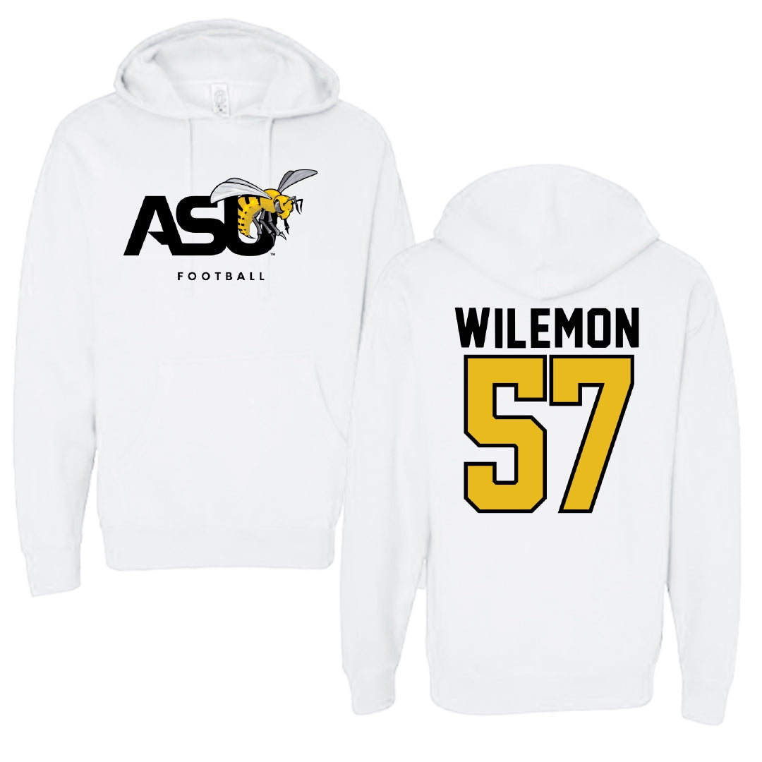 Alabama State University Football White ASU Hoodie - #57 Garrett Wilemon