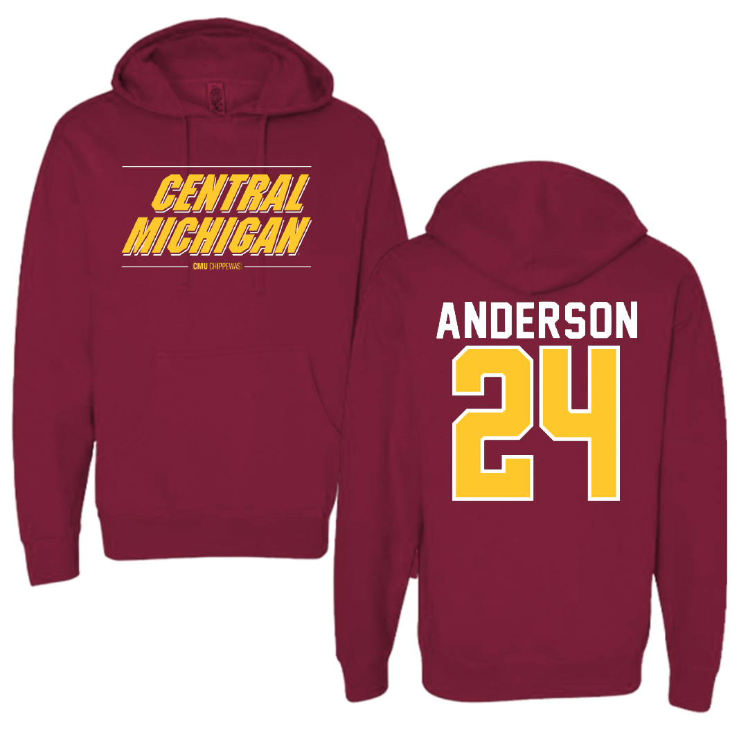 Central Michigan University Basketball Maroon General Hoodie - #24 Taylor Anderson