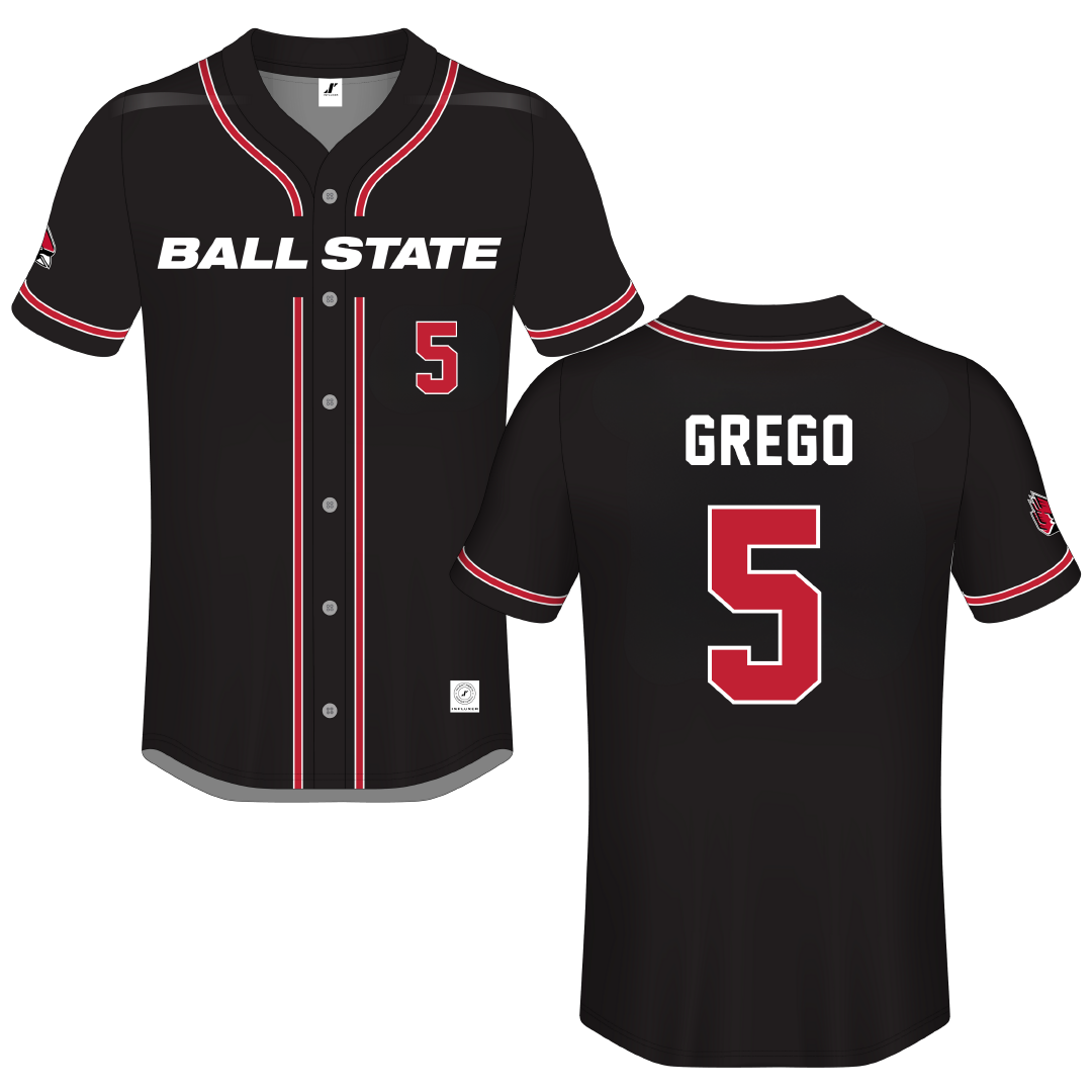 Ball State University Black Button-Down Jersey - #5 Dylan Grego