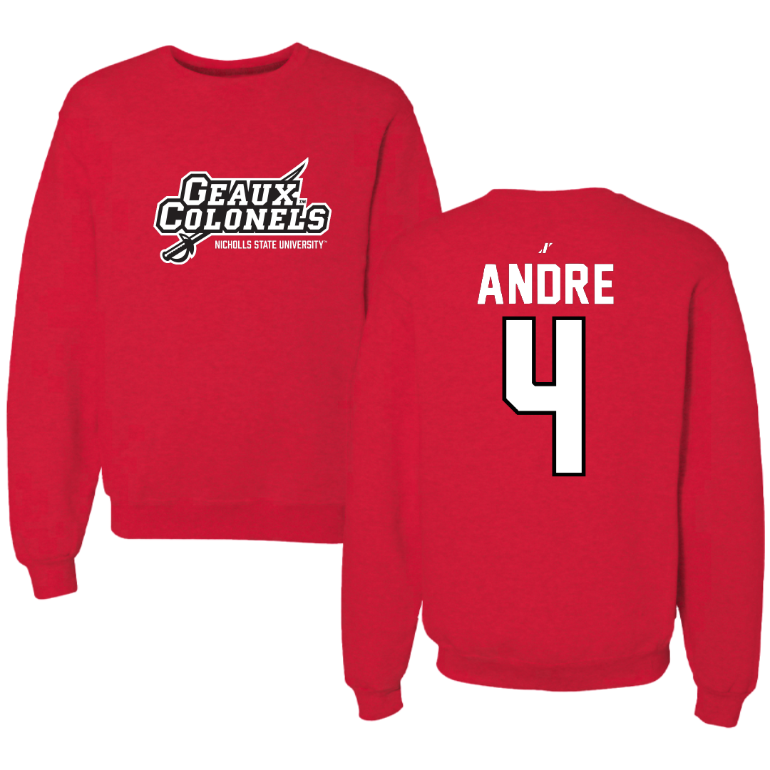 Nicholls State University Soccer Red General Crewneck - #4 Lauren Andre