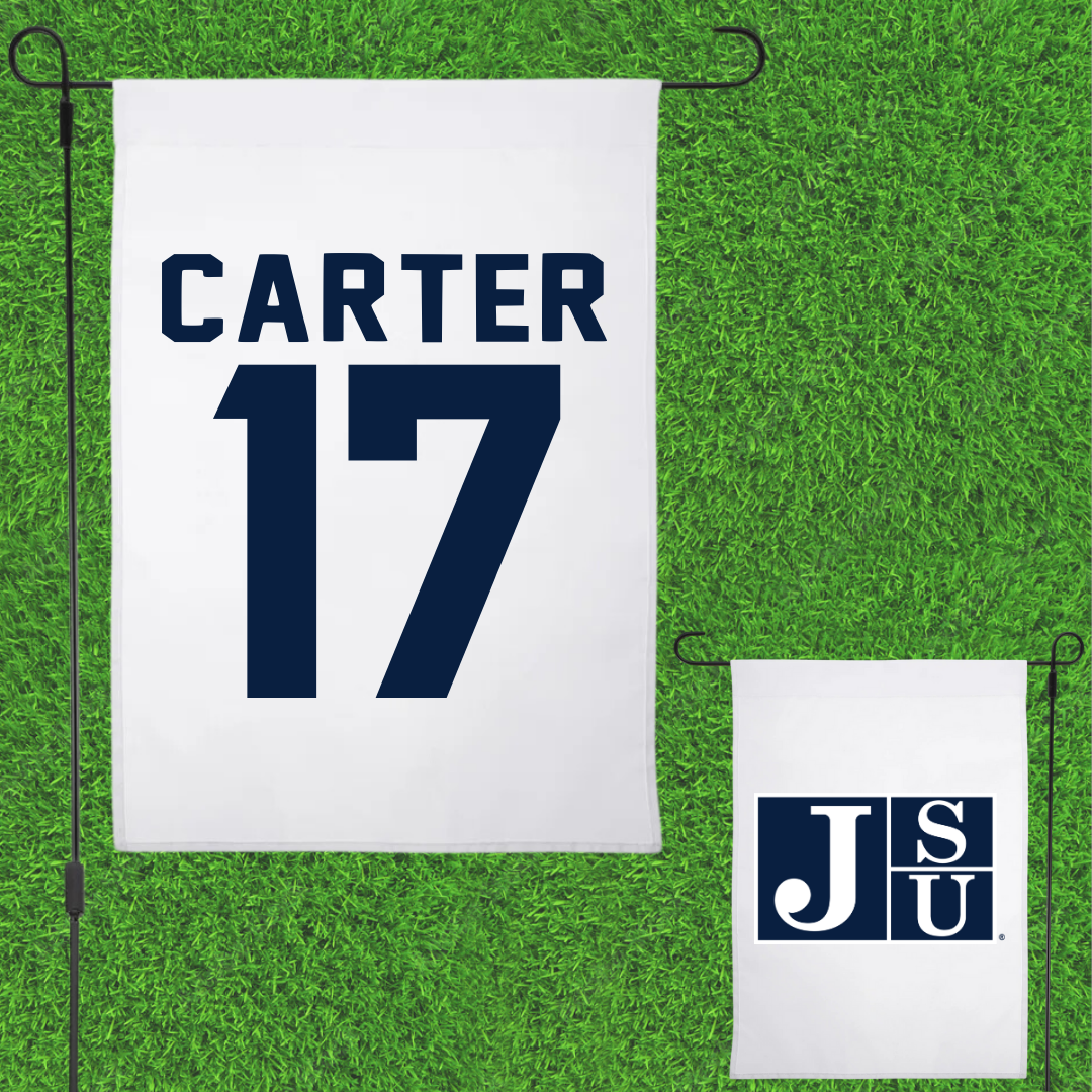 Jackson State University Volleyball White Garden Flag - #17 Kymorah Carter