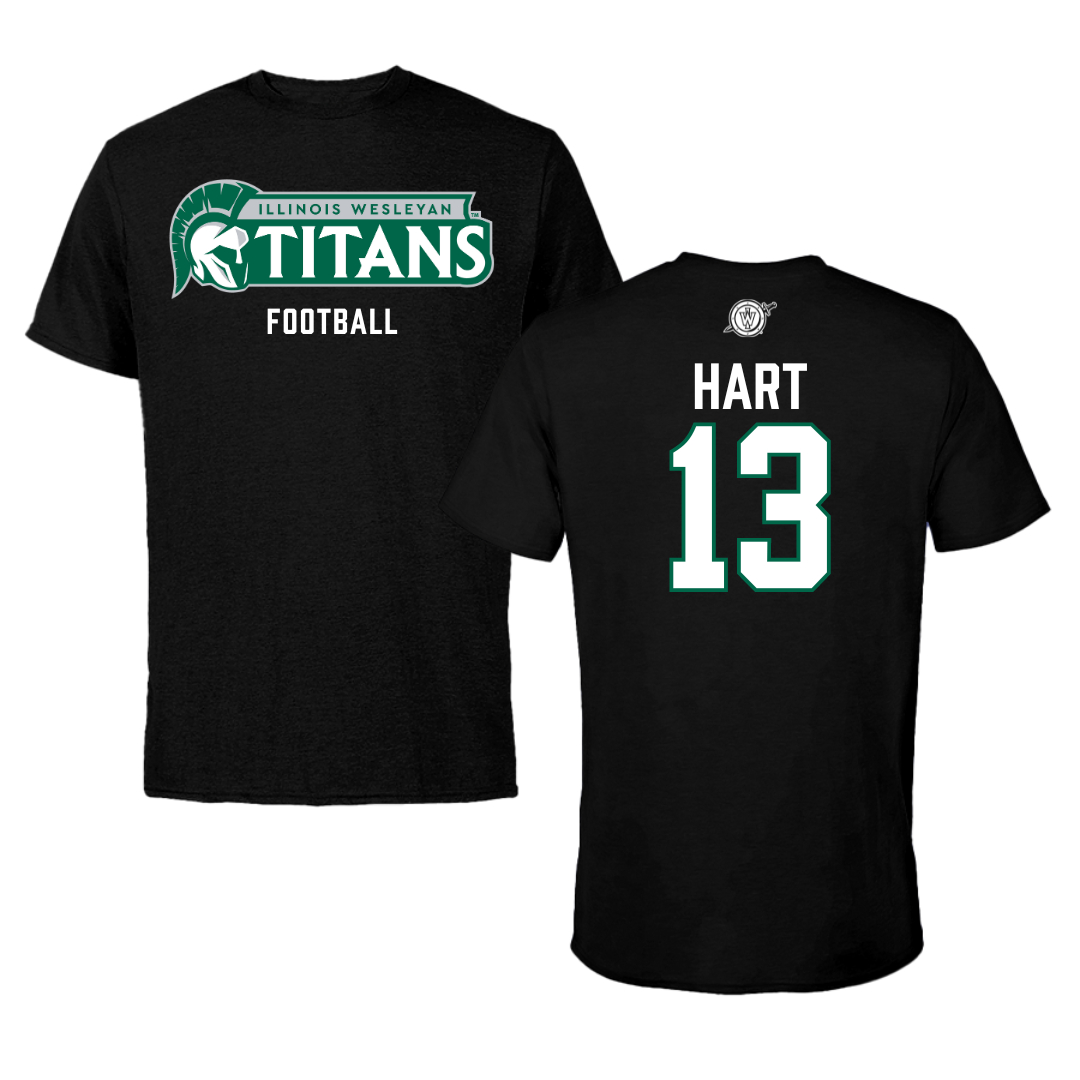 Illinois Wesleyan University Football Black Tee - #13 Shyne Hart