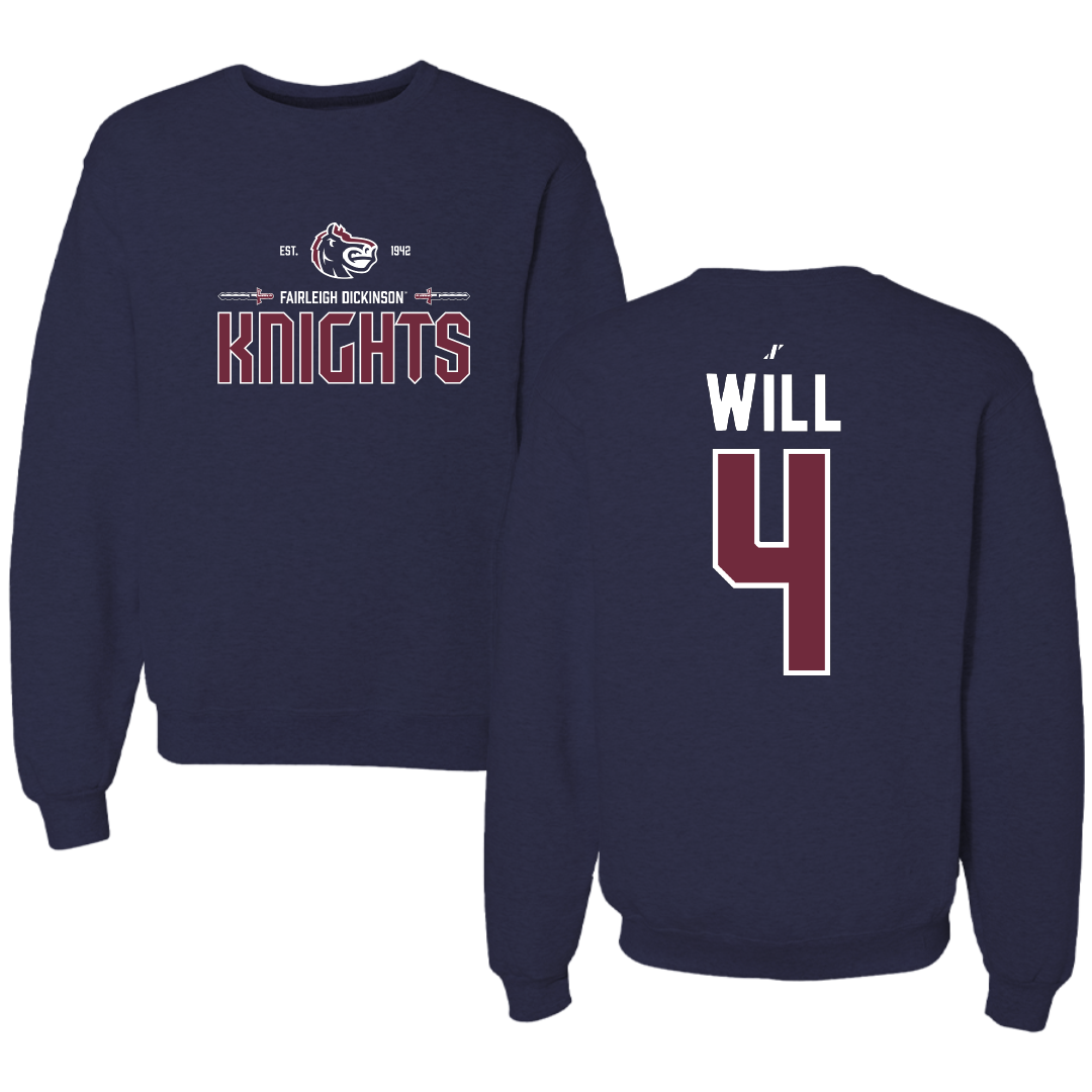 Fairleigh Dickinson University-Metropolitan Campus Baseball Navy General Crewneck - #4 Zack Will