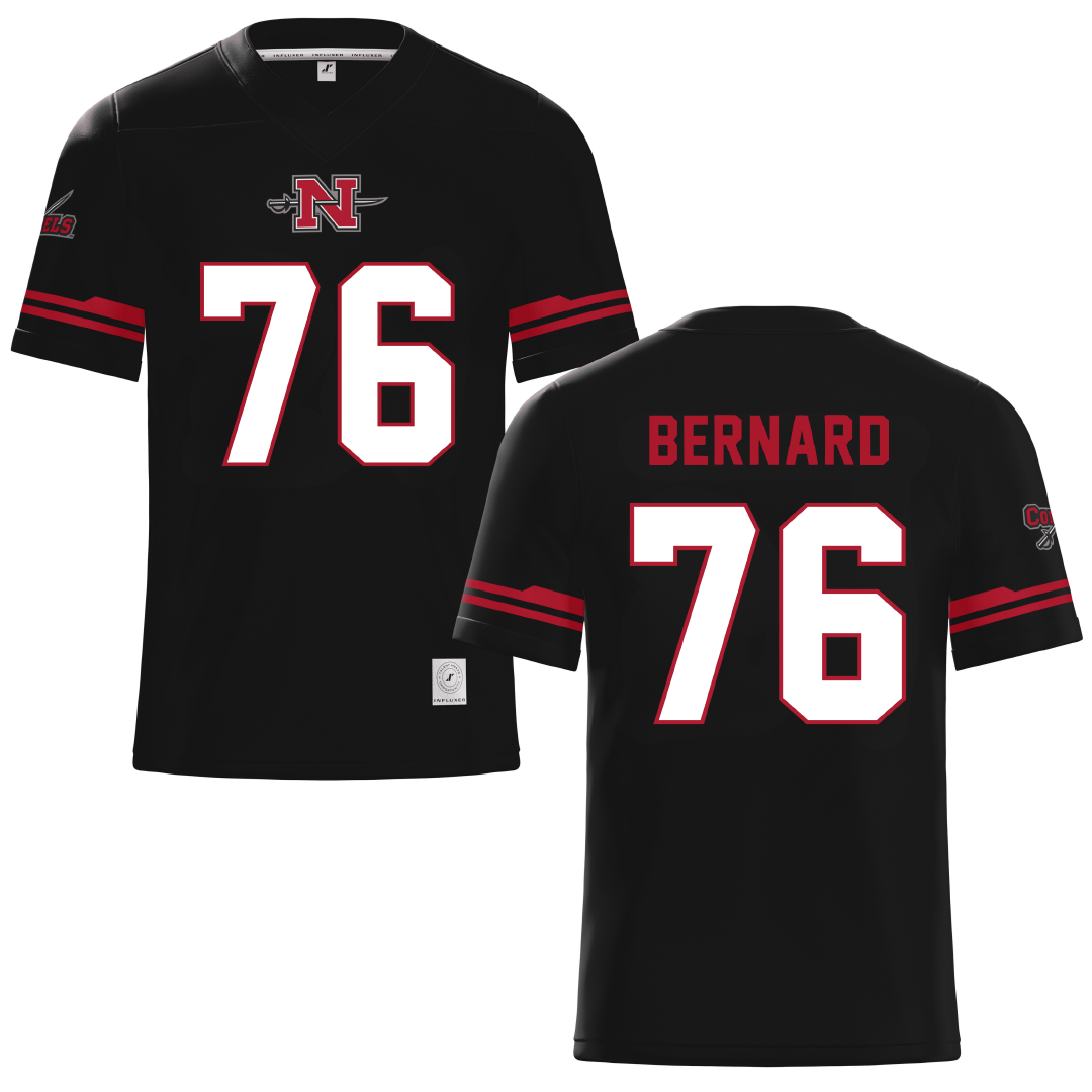 Nicholls State University Black Football Jersey - #76 Ryan Bernard