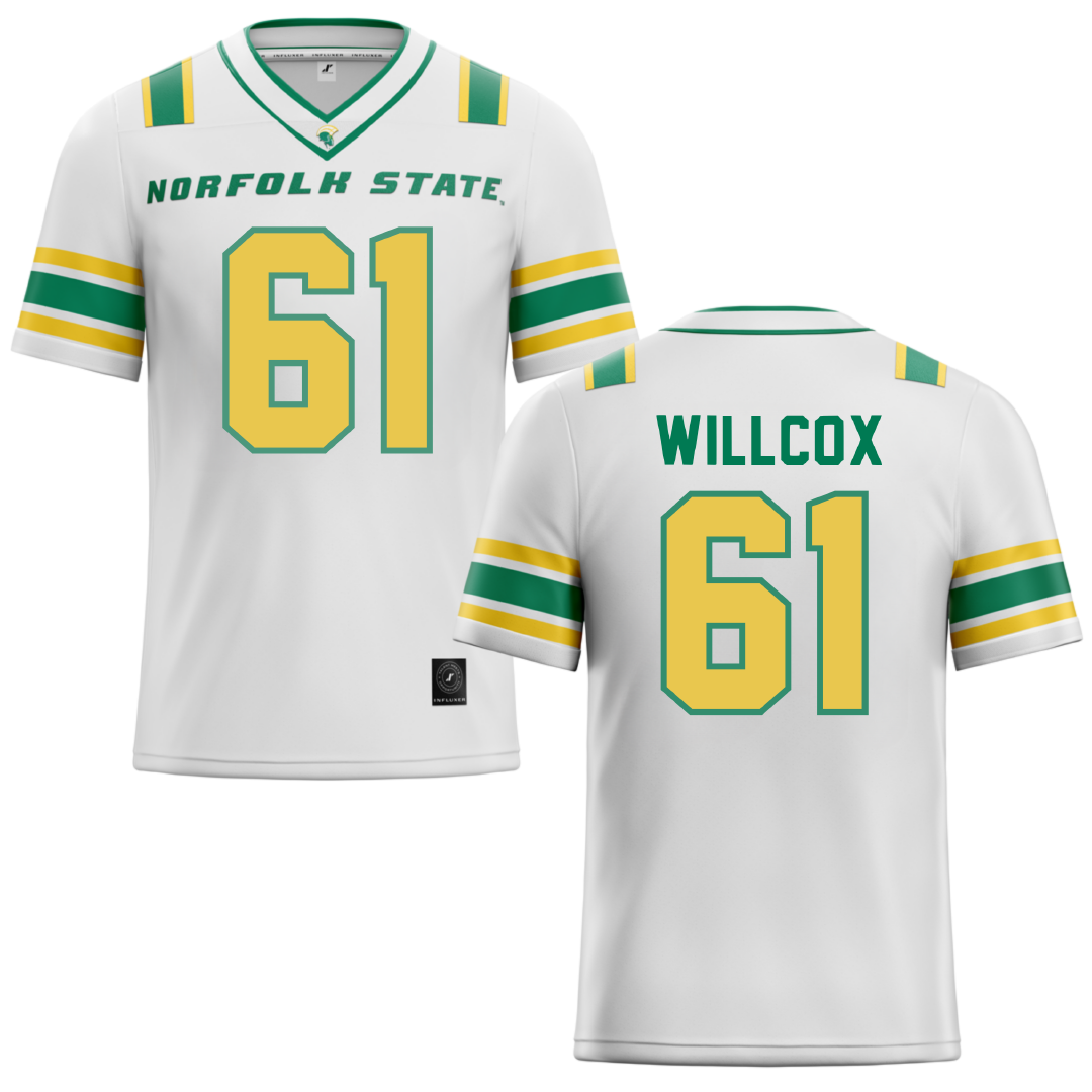 Norfolk State University White Football Jersey - #61 Grandin Willcox