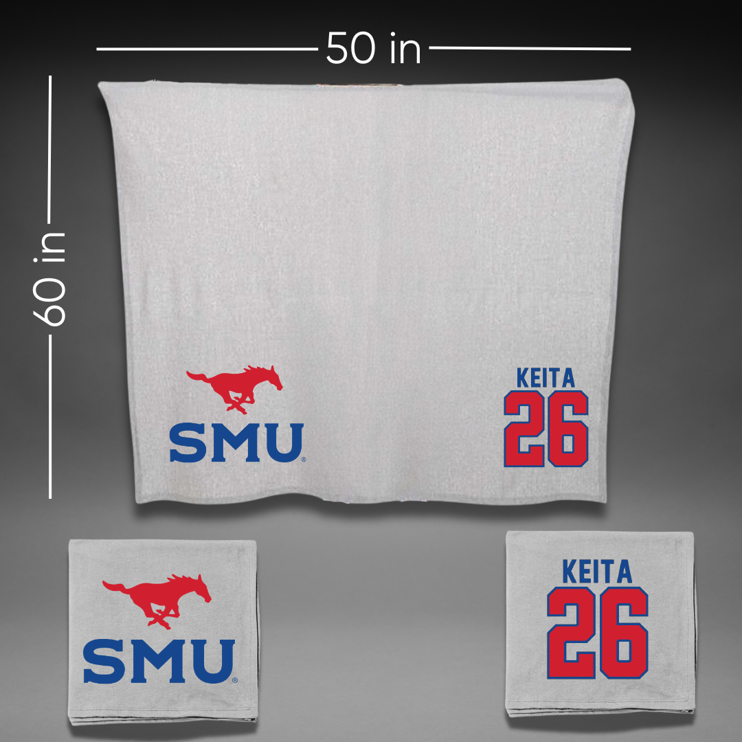 Southern Methodist University Soccer Gray Blanket - #26 Ibrahim Keita