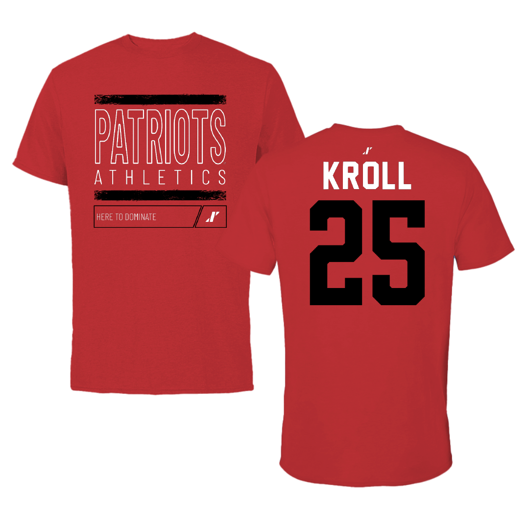 Dallas Baptist University Basketball Red Dominate Tee - #25 Graham Kroll