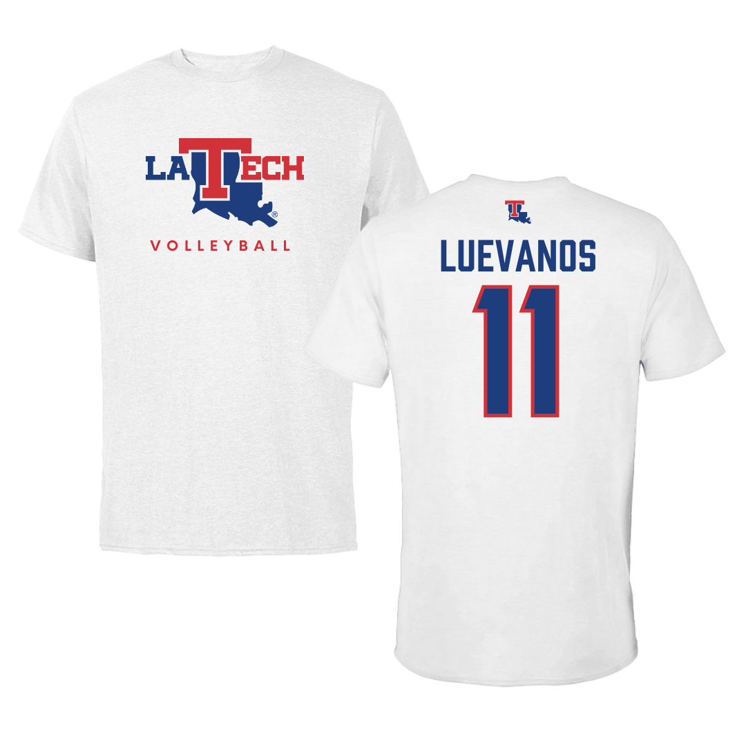 Louisiana Tech University Volleyball White Performance Tee - #11 Grace Luevanos