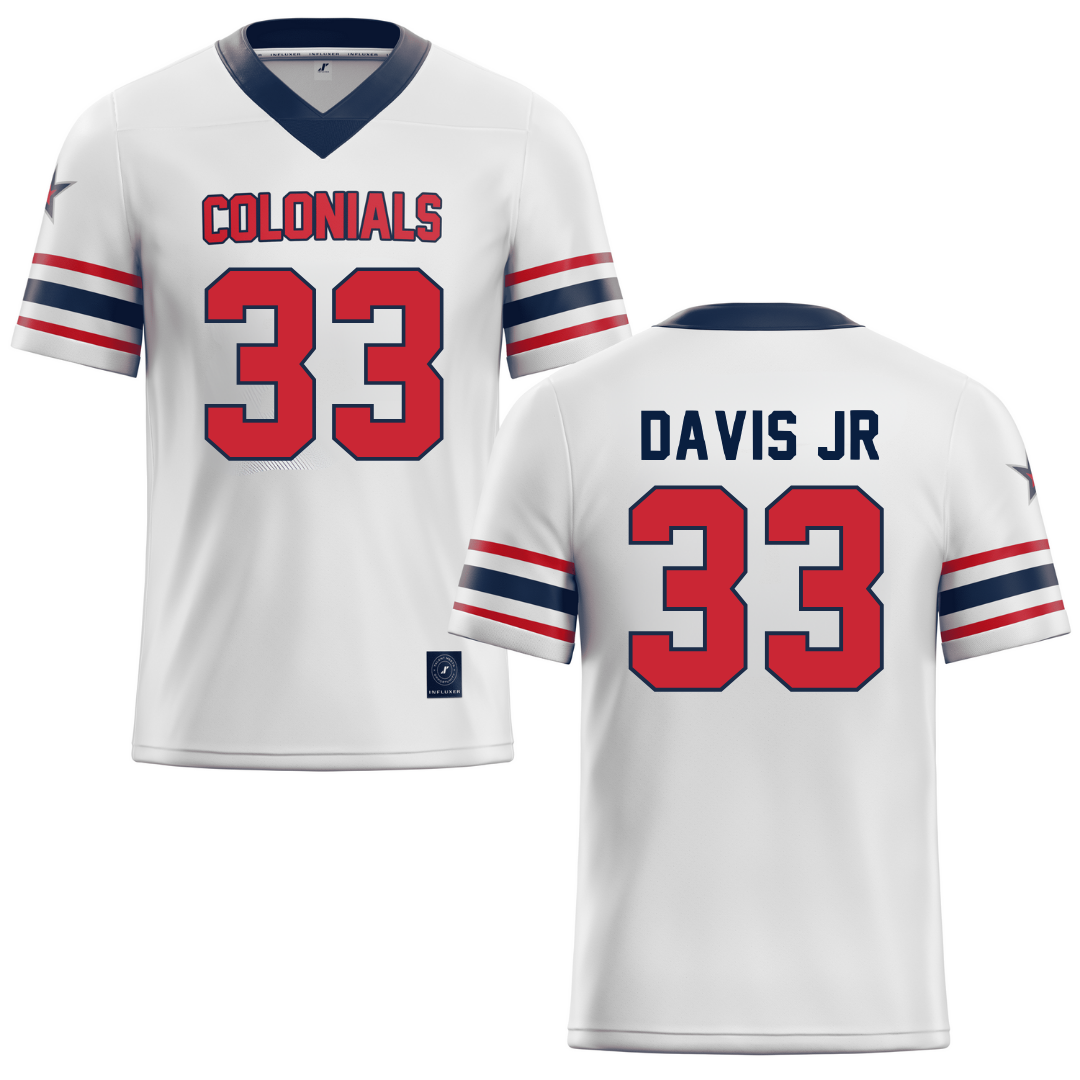 Robert Morris University White Football Jersey - #33 Greg Davis Jr