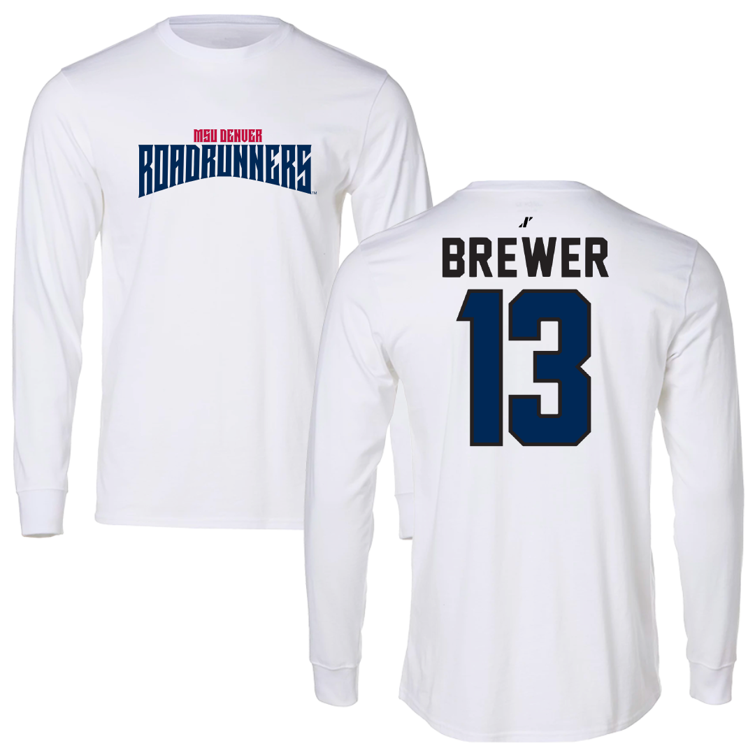 Metropolitan State University of Denver Volleyball White Classic Performance Long Sleeve - #13 GabriElle Brewer