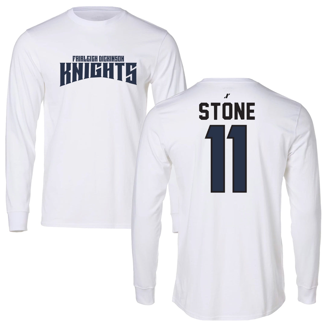 Fairleigh Dickinson University-Metropolitan Campus Softball White Classic Performance Long Sleeve - #11 Ayden Stone