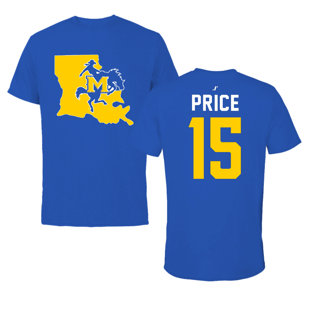 McNeese State University Football Blue State Performance Tee - #15 Maurquel Price