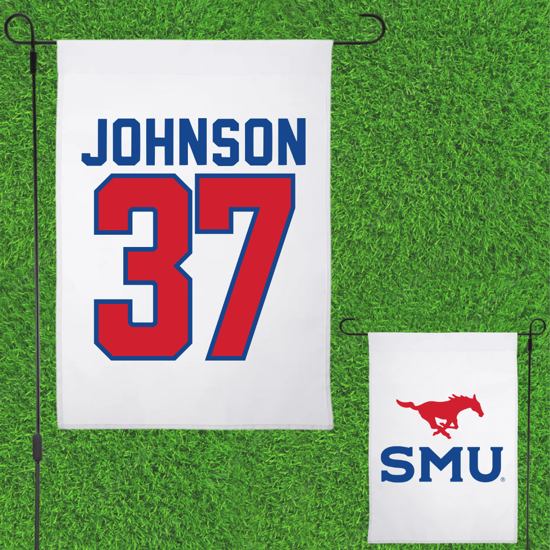 Southern Methodist University Soccer White Garden Flag - #37 Chance Johnson