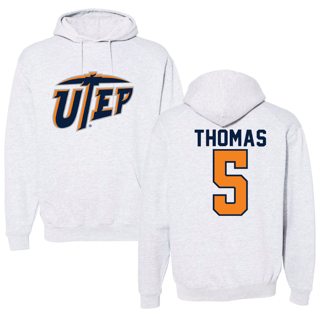 University of Texas at El Paso Football Gray Hoodie - #5 Kam Thomas