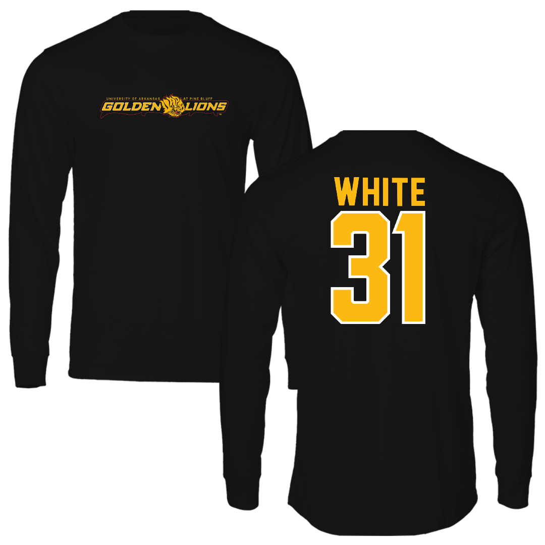 University of Arkansas-Pine Bluff Football Black Performance Long Sleeve - #31 Jaylen White