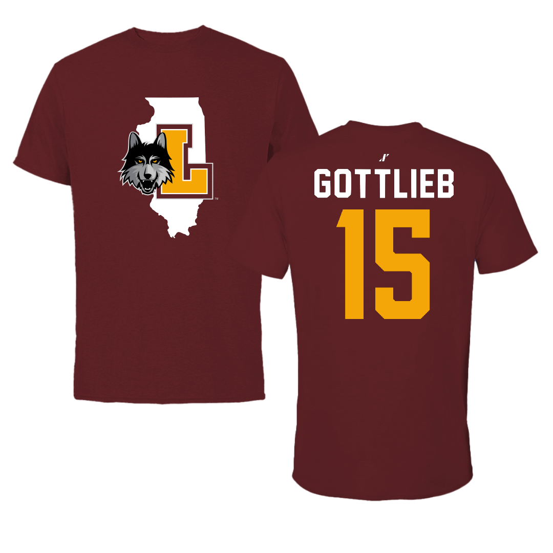 Loyola University-Chicago Volleyball Maroon State Tee - #15 Josh Gottlieb