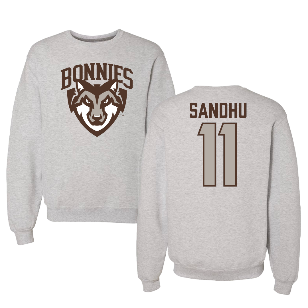 St. Bonaventure University Soccer Gray Crewneck - #11 Ishana Sandhu