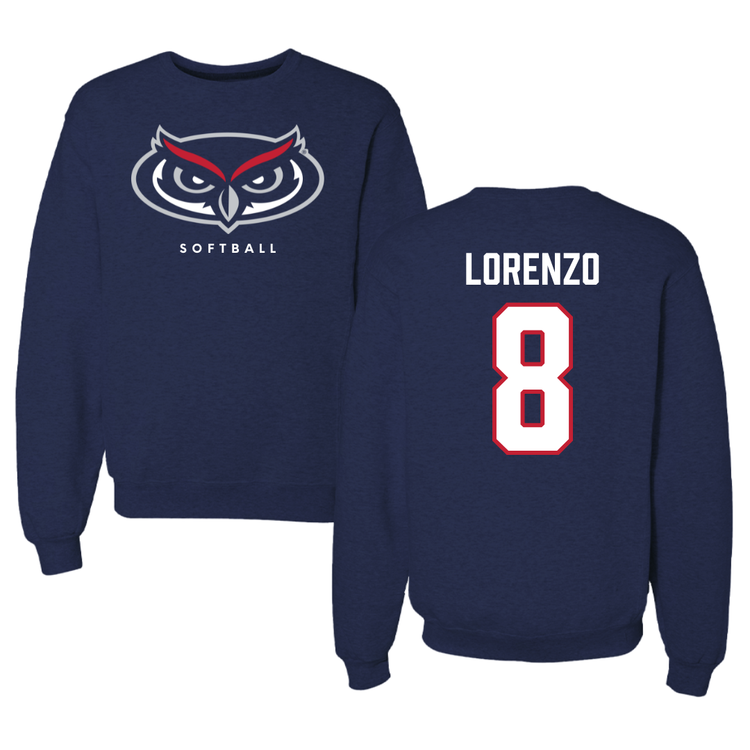 Florida Atlantic University Softball Navy Mascot Crewneck - #8 Brooklyn Lorenzo
