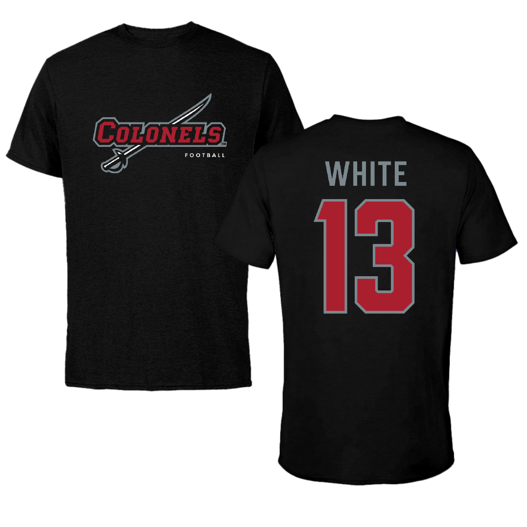 Nicholls State University Football Black Performance Tee - #13 Kylin White