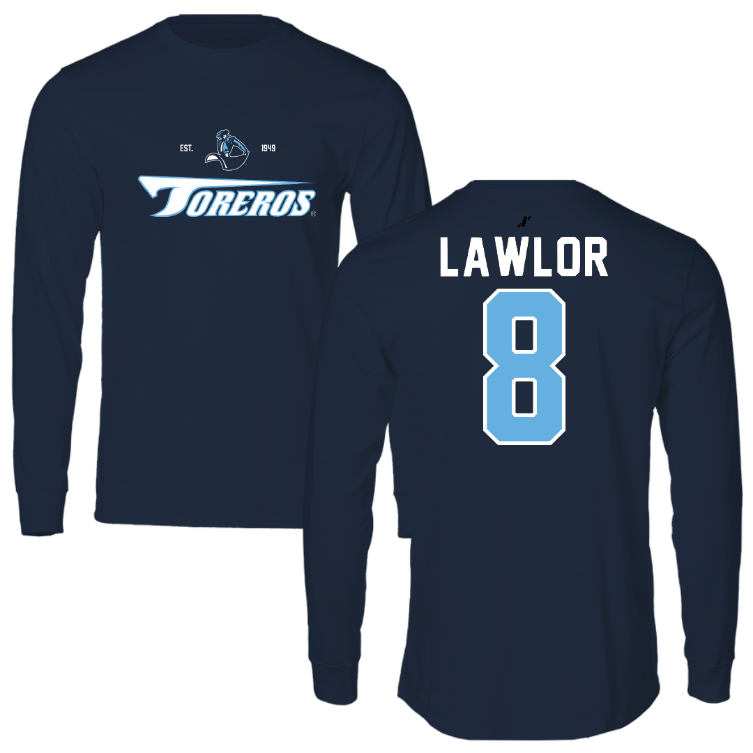 University of San Diego Football Navy General Performance Long Sleeve - #8 Conor Lawlor
