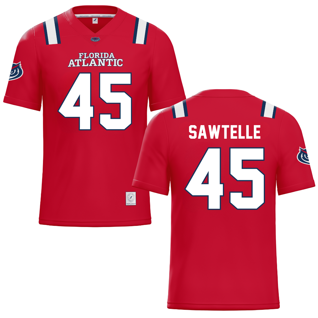 Florida Atlantic University Red Football Jersey - #45 Makai Sawtelle