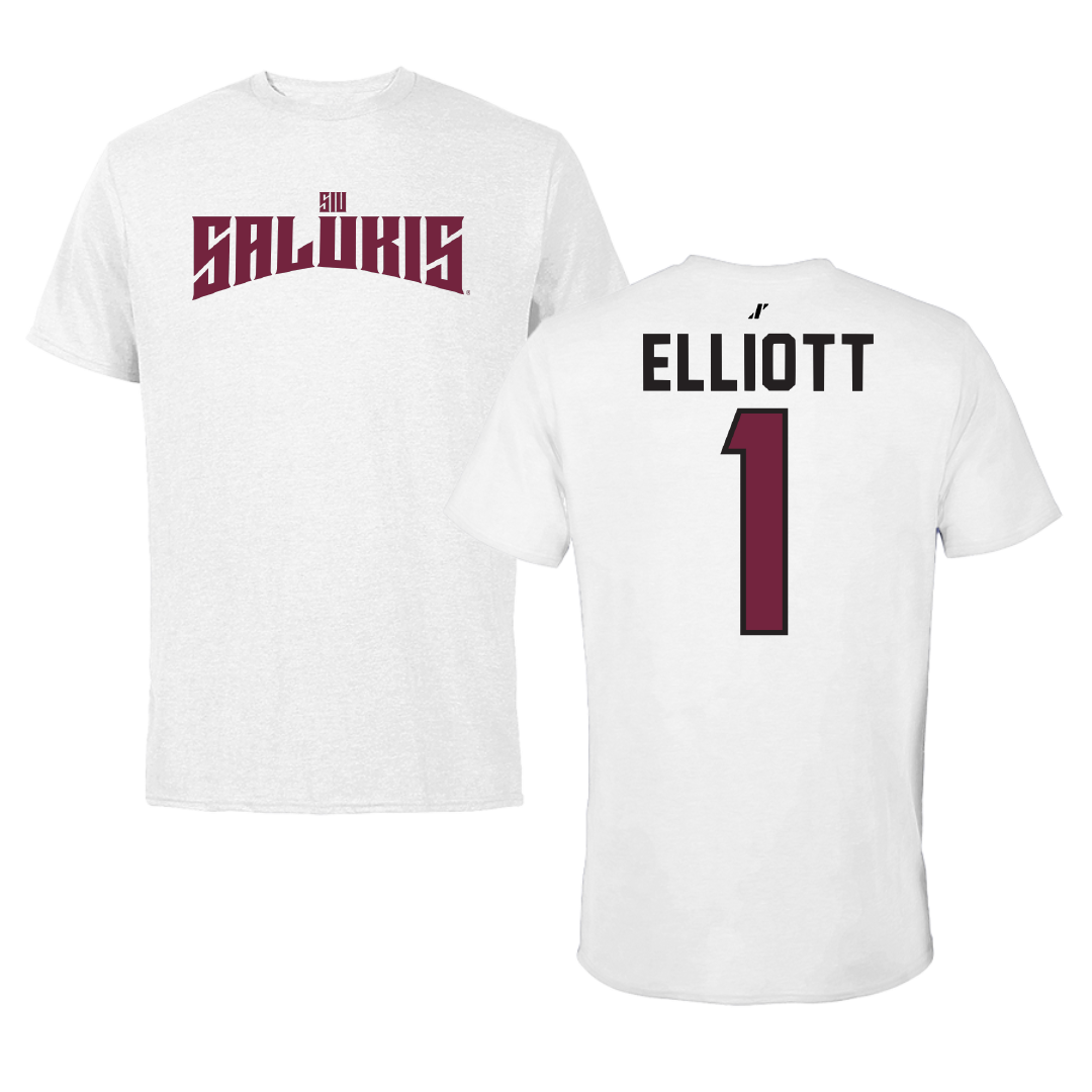 Southern Illinois University at Carbondale Football White Classic Tee - #1 Romeir Elliott