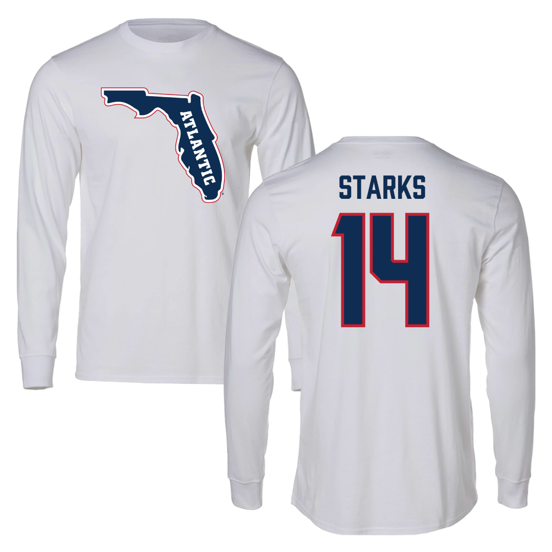 Florida Atlantic University Football White Long Sleeve - #14 Tyriq Starks