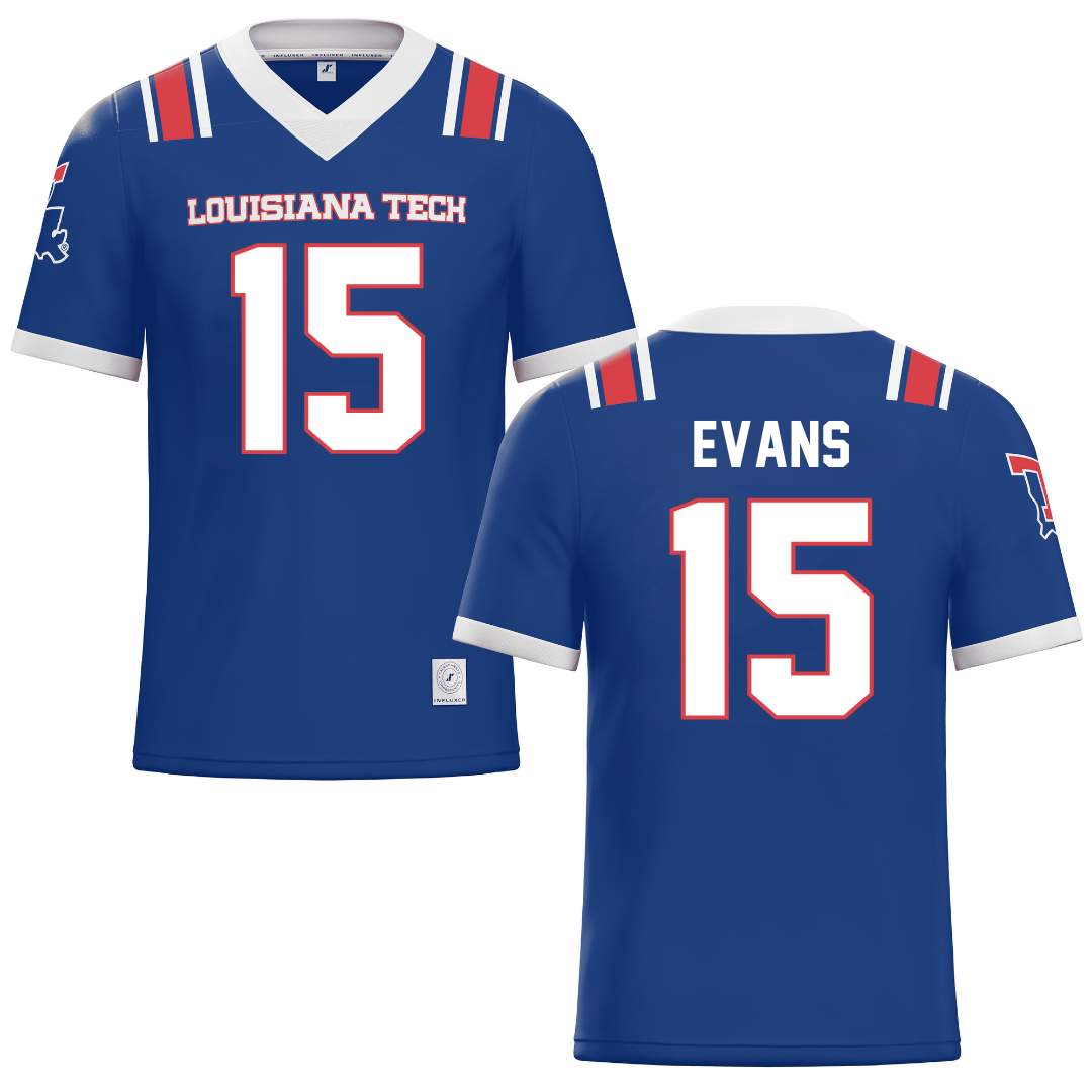 Louisiana Tech University Blue Football Jersey - #15 Jessie Evans