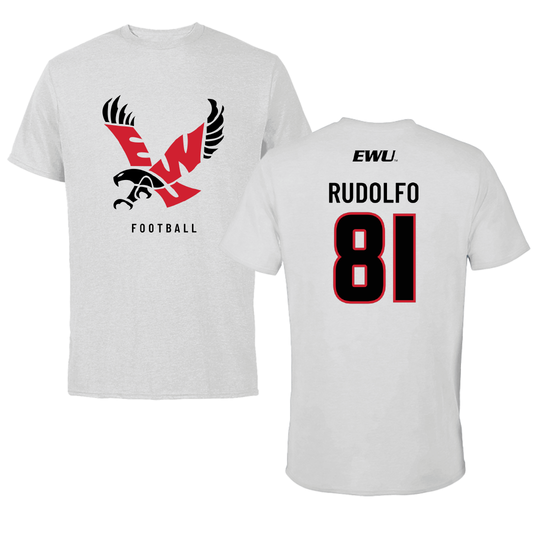 Eastern Washington University Football Light Gray Performance Tee - #81 Riley Rudolfo