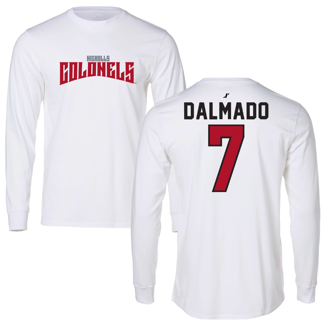 Nicholls State University Football White Classic Long Sleeve - #7 Jake Dalmado