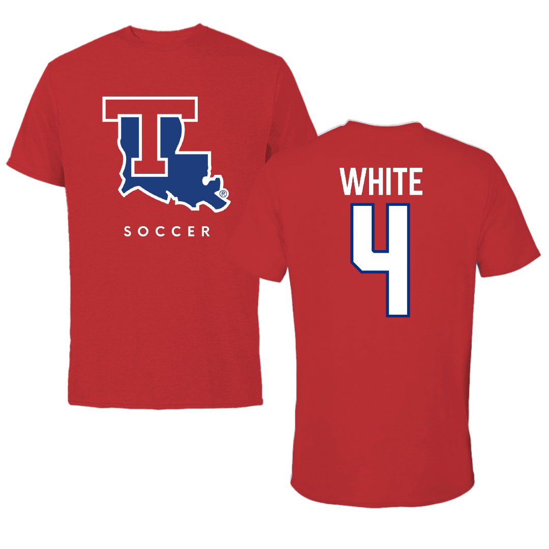 Louisiana Tech University Soccer Red Tee - #4 Ella White