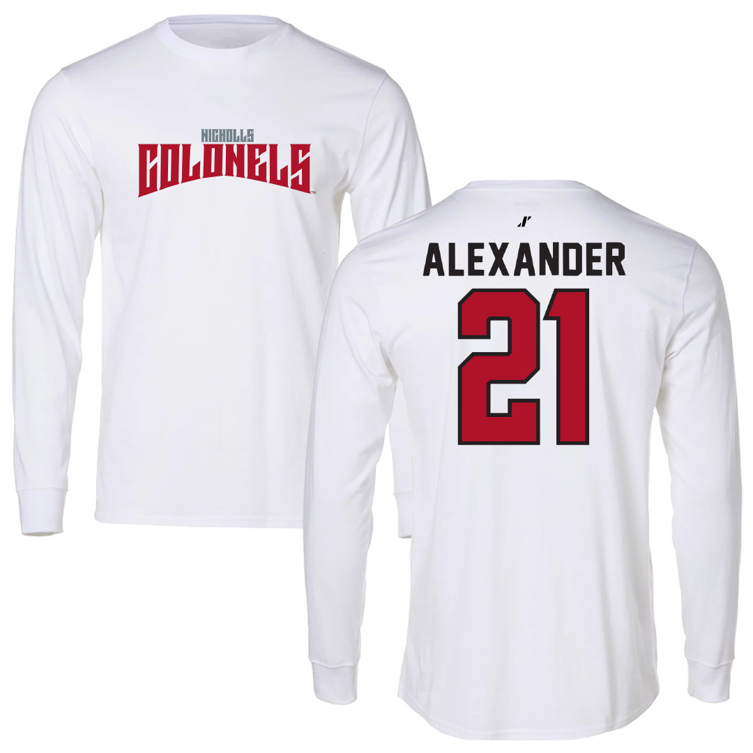 Nicholls State University Basketball White Classic Performance Long Sleeve - #21 Lexi Alexander
