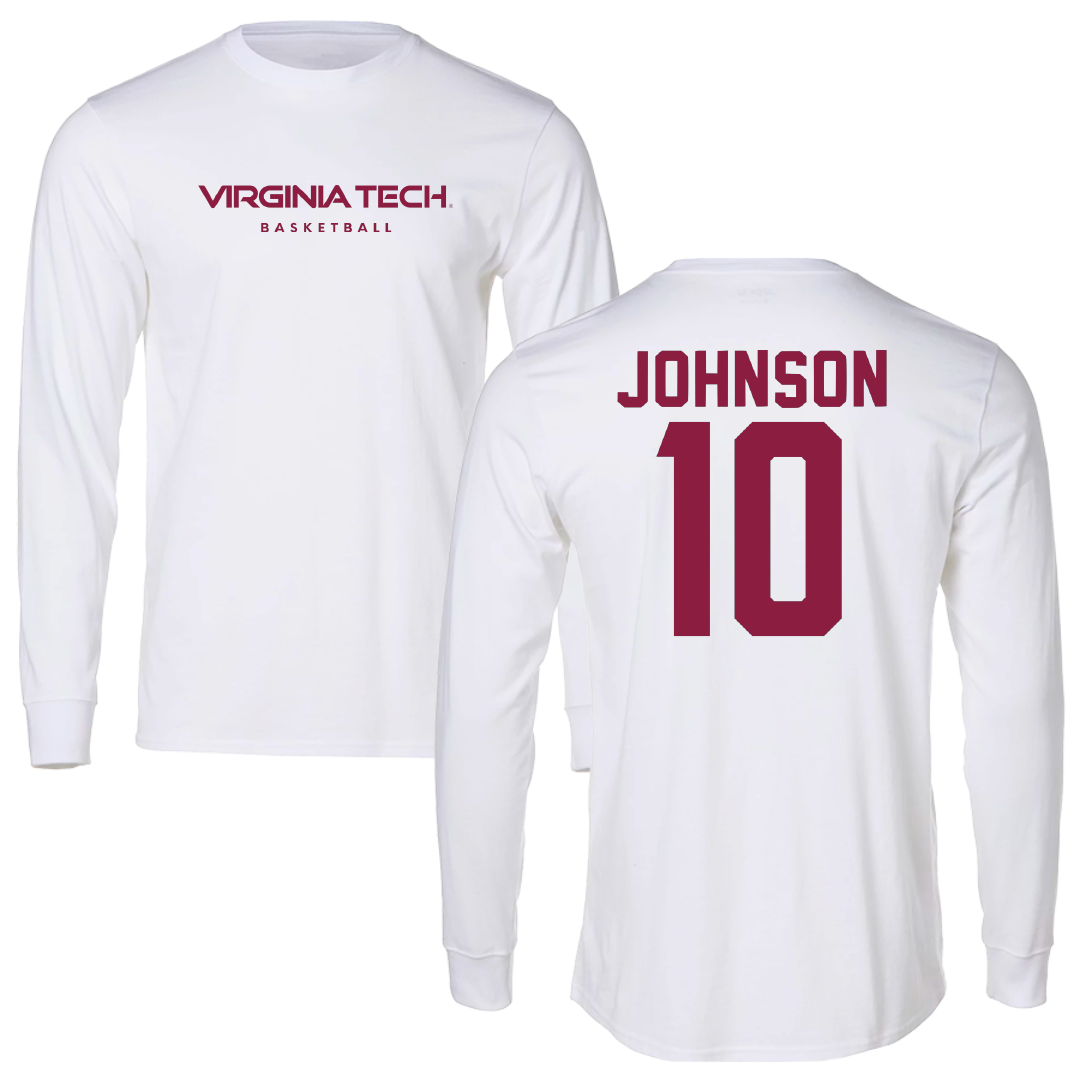 Virginia Tech Basketball White Long Sleeve - #10 Tyler Johnson