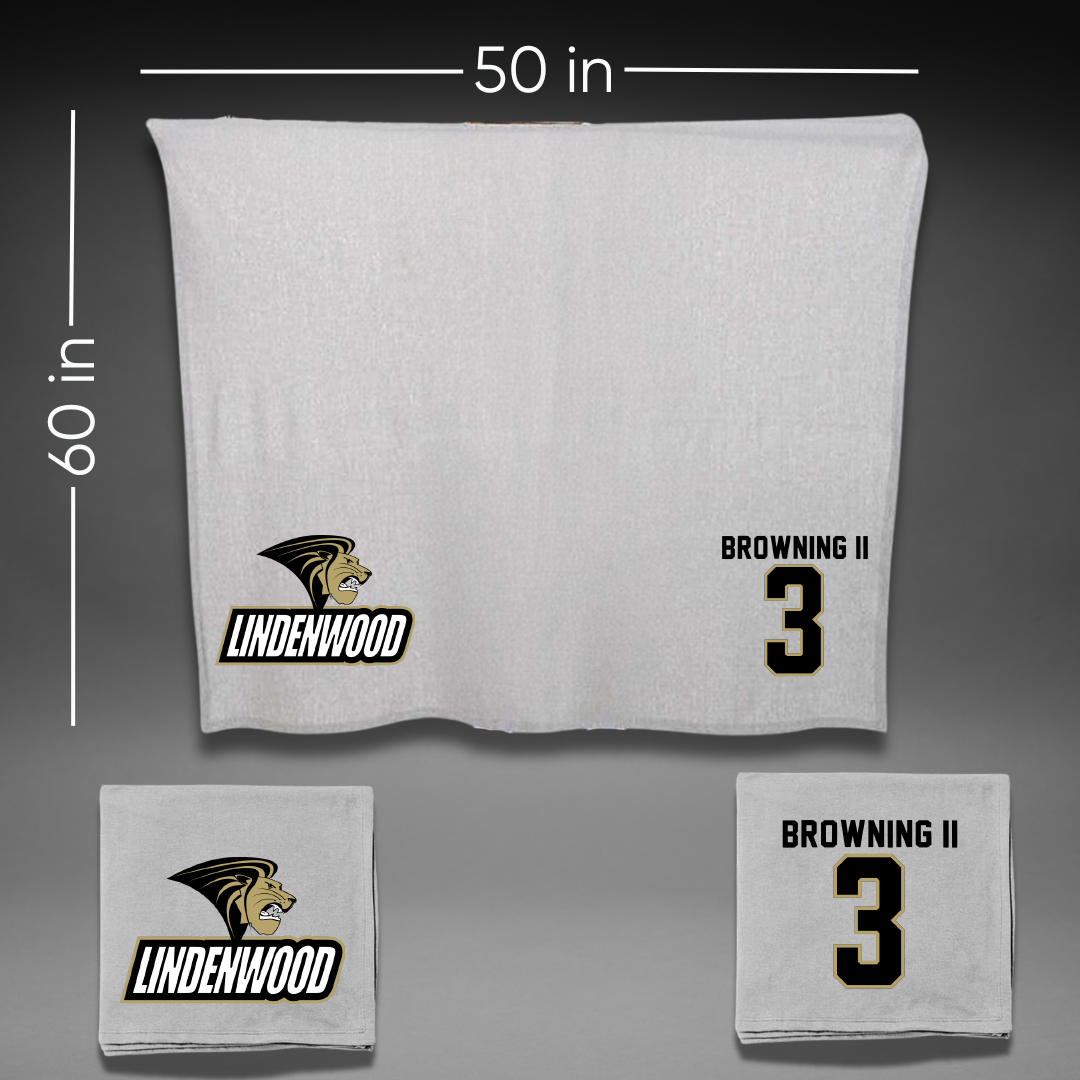 Lindenwood University Basketball Gray Blanket - #3 Markeith Browning II