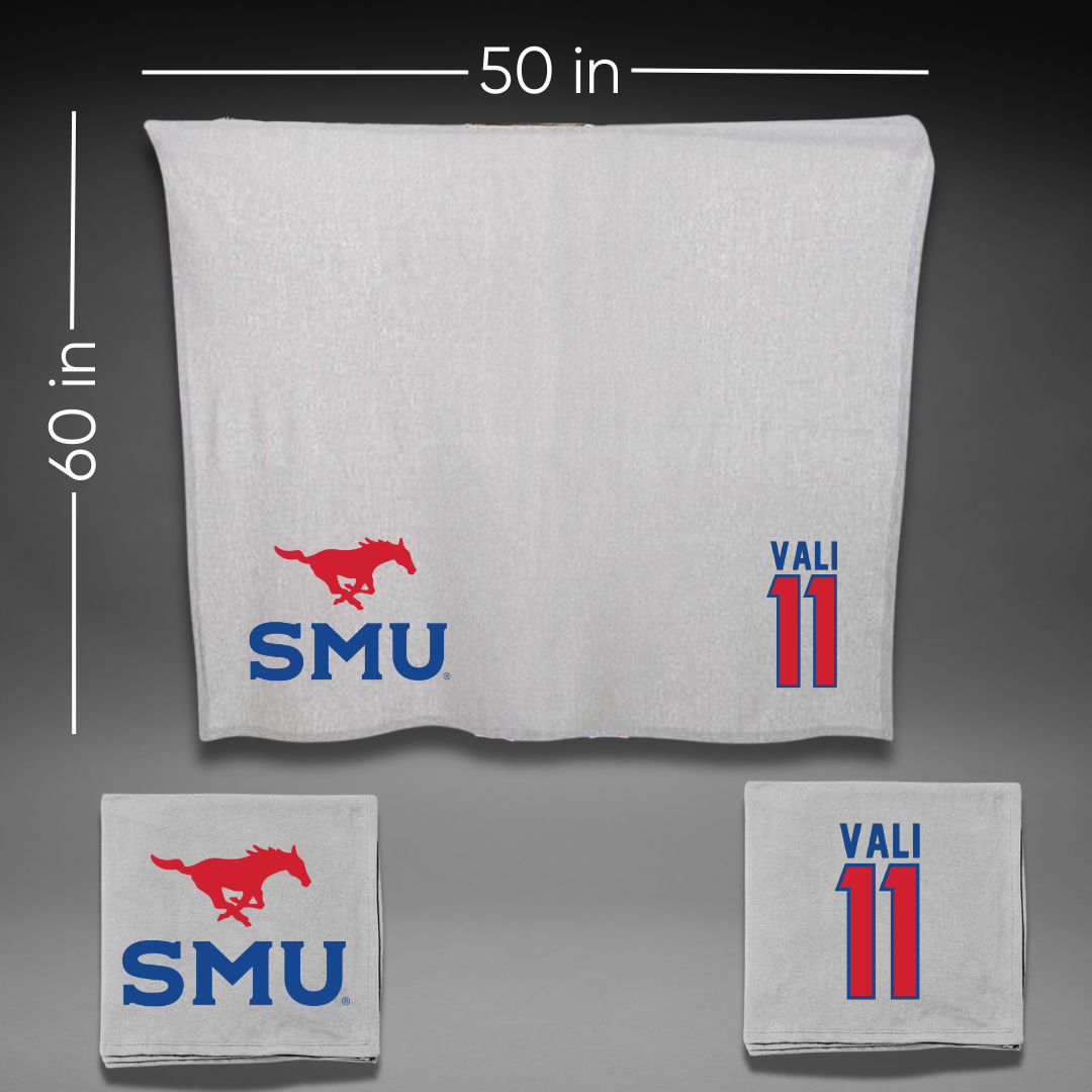 Southern Methodist University Soccer Gray Blanket - #11 Addison Vali