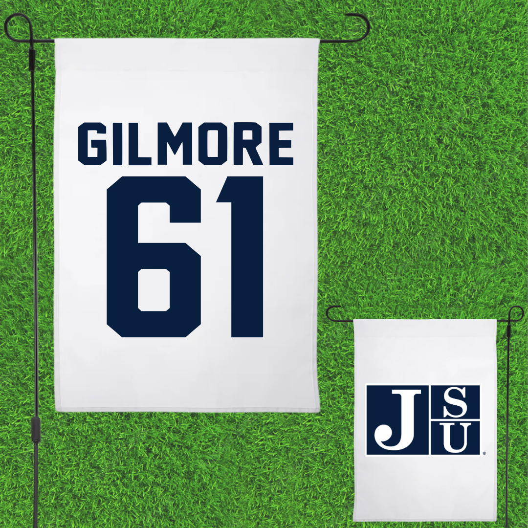 Jackson State University Football White Garden Flag - #61 Zyon Gilmore