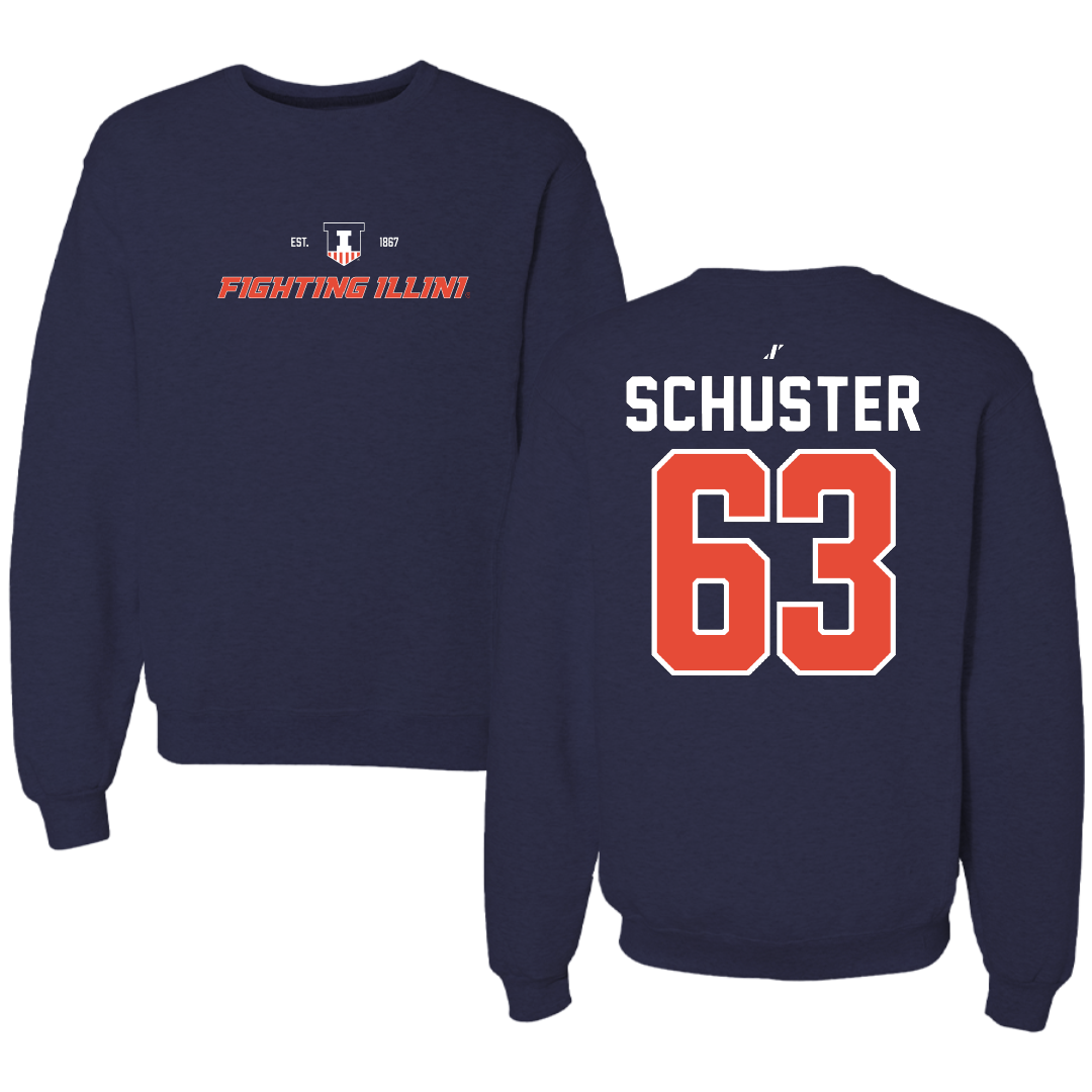 University of Illinois Football Navy General Crewneck - #63 Dezmond Schuster