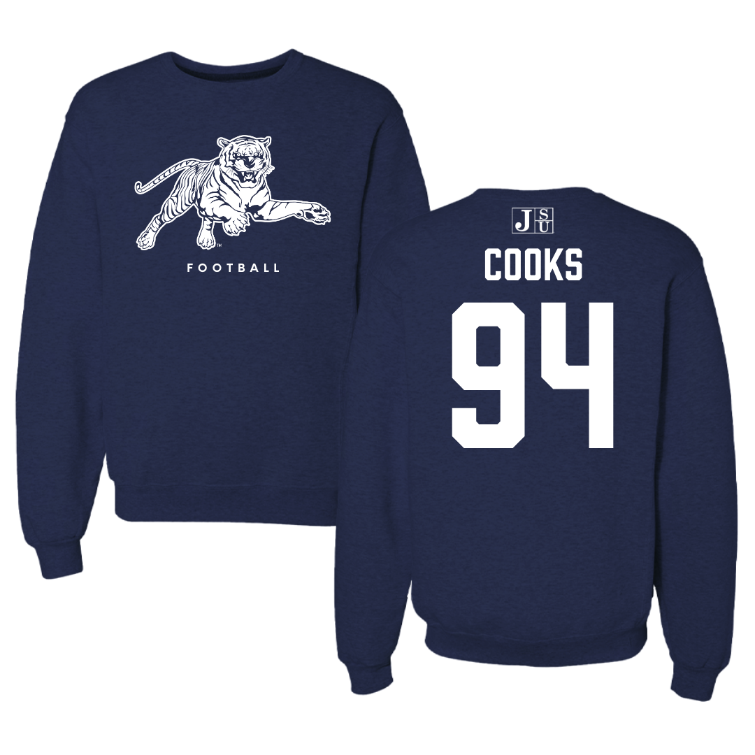 Jackson State University Football Navy Crewneck - #94 Stanley Cooks