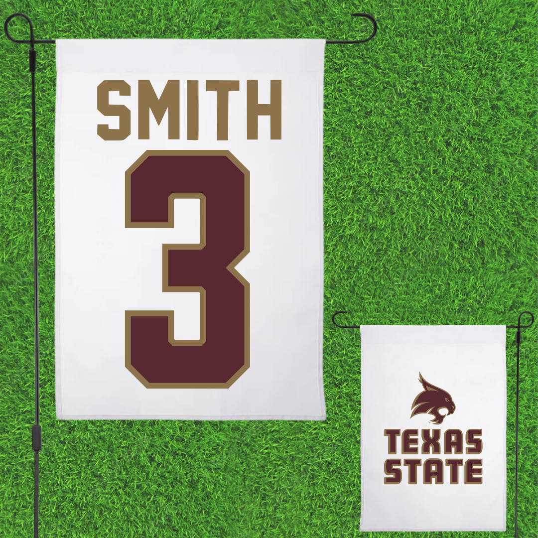 Texas State University Basketball White Garden Flag - #3 Crystal Smith
