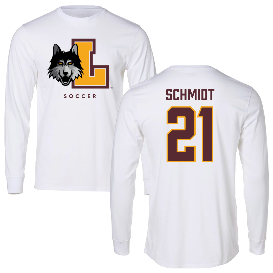 Loyola University-Chicago Soccer White Mascot Long Sleeve - #21 Maggie Schmidt