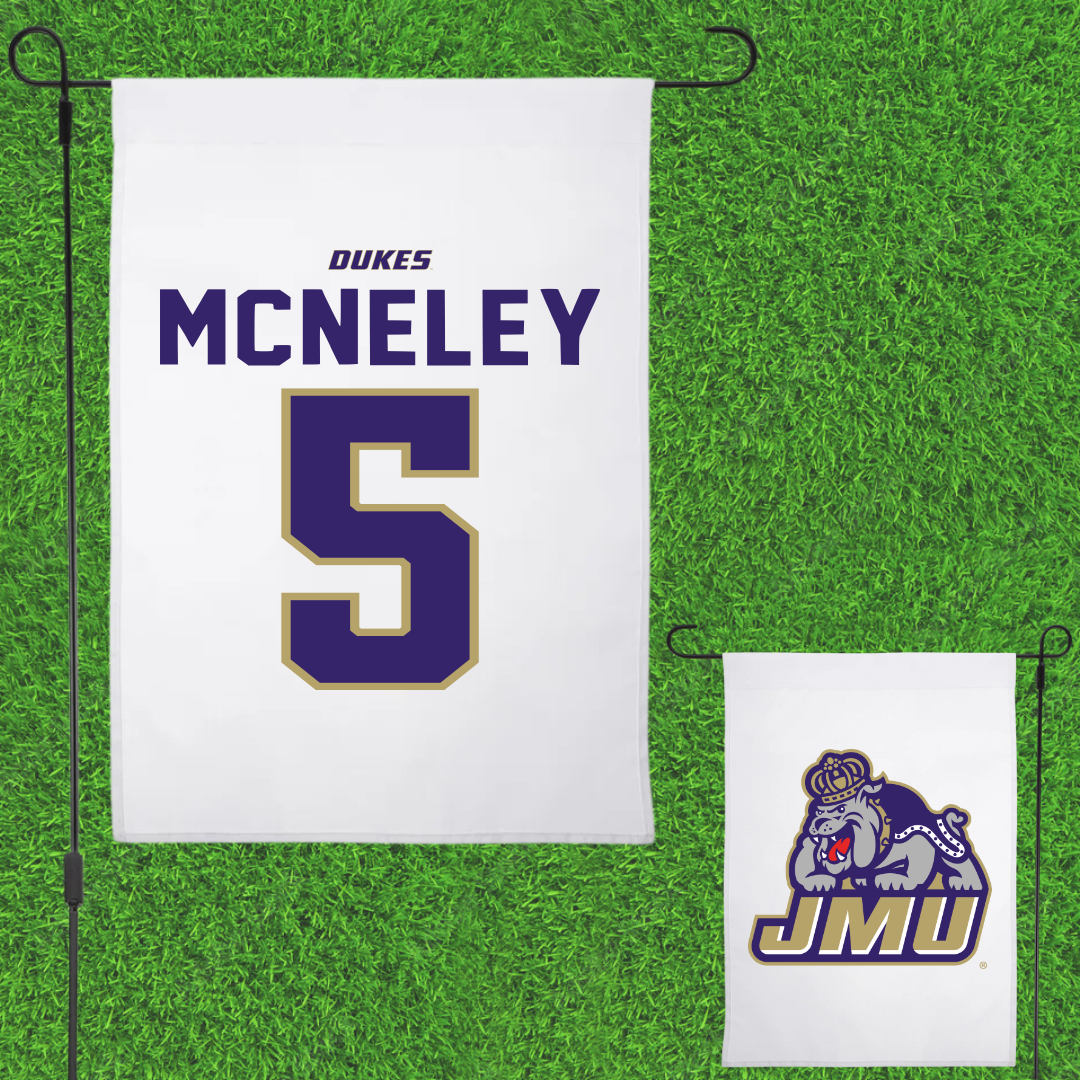 James Madison University Volleyball White Garden Flag - #5 Julia McNeley