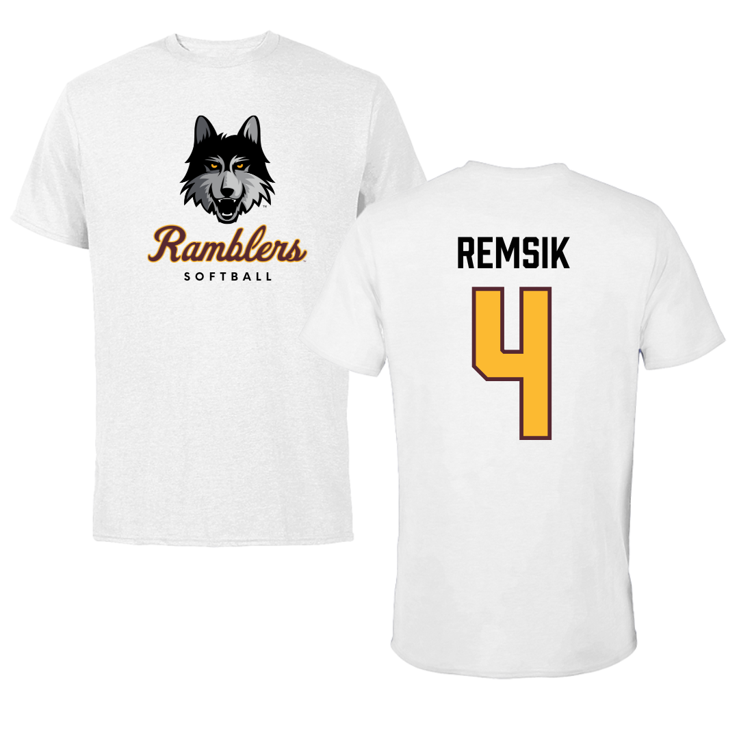 Loyola University-Chicago Softball White Ramblers Tee - #4 Sophia Remsik