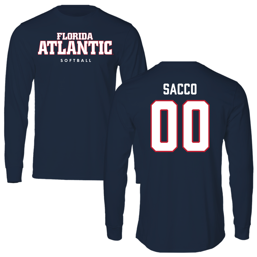 Florida Atlantic University Softball Navy Block Performance Long Sleeve - #00 Gabby Sacco