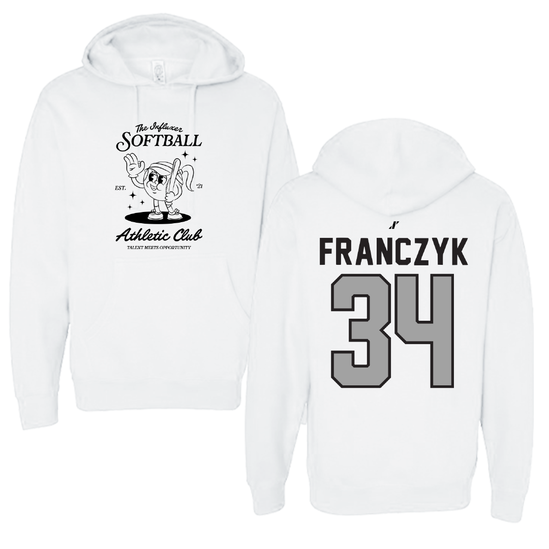 Softball White Influxer Athletic Club Hoodie - #34 Grace Franczyk