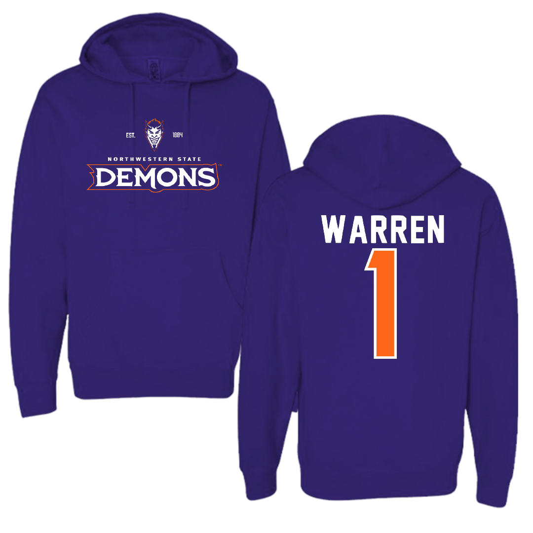Northwestern State University Basketball Purple General Hoodie - #1 JT Warren